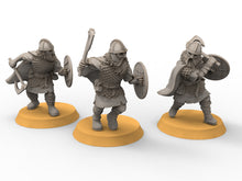 Load image into Gallery viewer, Wildmen - Wildmen heavy infantry with shields, Dun warriors warband, Middle rings miniatures for wargame D&amp;D, Lotr... Medbury miniatures
