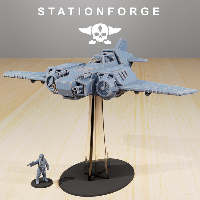 GrimGuard - SF-19A Fighter Plane, mechanized infantry, post apocalyptic empire, usable for tabletop wargames.