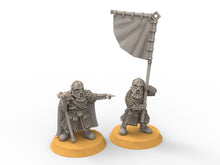 Load image into Gallery viewer, Dwarves - Mountain commander and banner, The Dwarfs of The Mountains, for Lotr, Medbury miniatures
