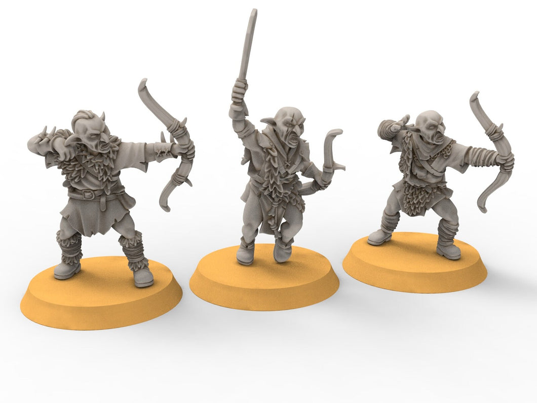 Orcs horde - Orc hunters on foot, Orc warriors warband, Middle rings miniatures for wargame D&D, Lotr... Medbury miniatures