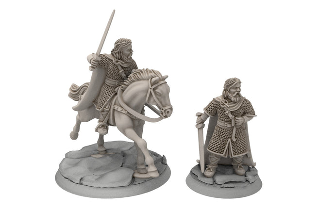 Rohan - King guards Huscarls Captain, Knight of Rohan,  the Horse-lords,  rider of the mark,  minis for wargame D&D, Lotr...