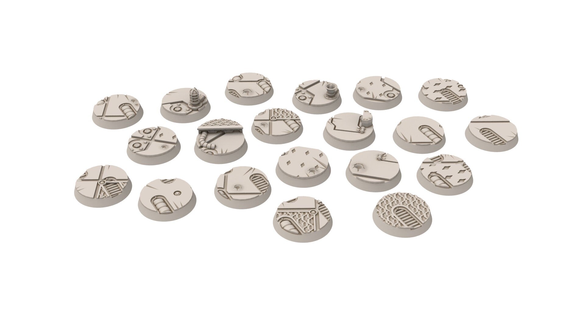 Imperial - Lot of Imperial interstellar starship texture round bases for miniatures, size 25mm