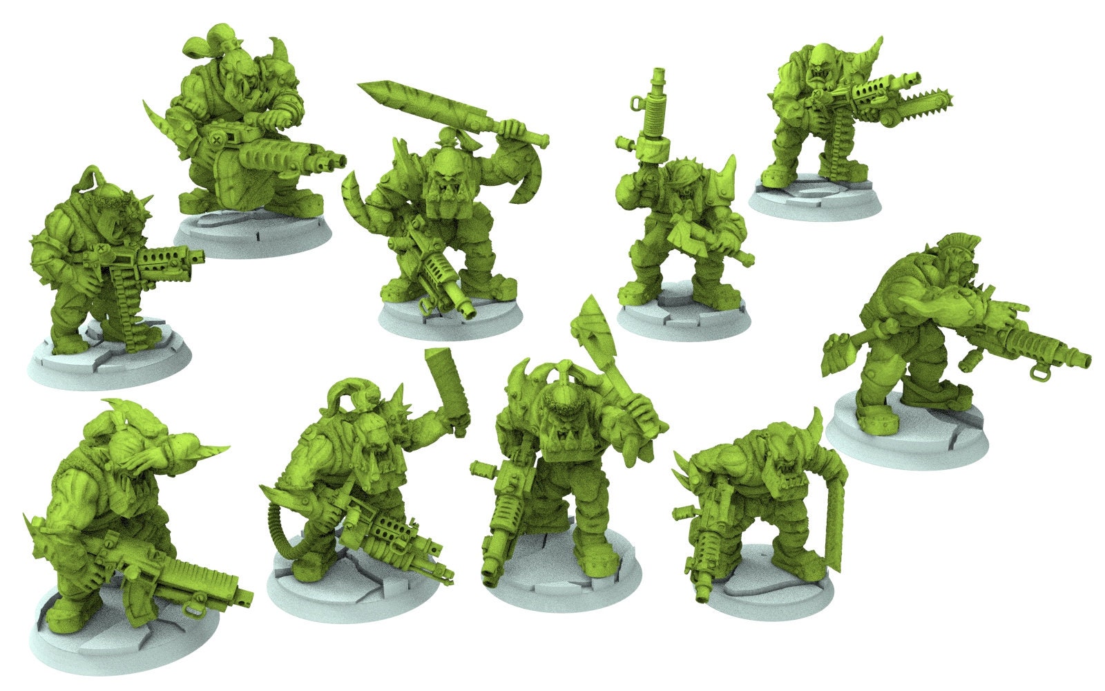 Green Skin - Savage Orc Warboyz from iceland planet green-skinned Warbands Modular Kit heads torso legs GGW