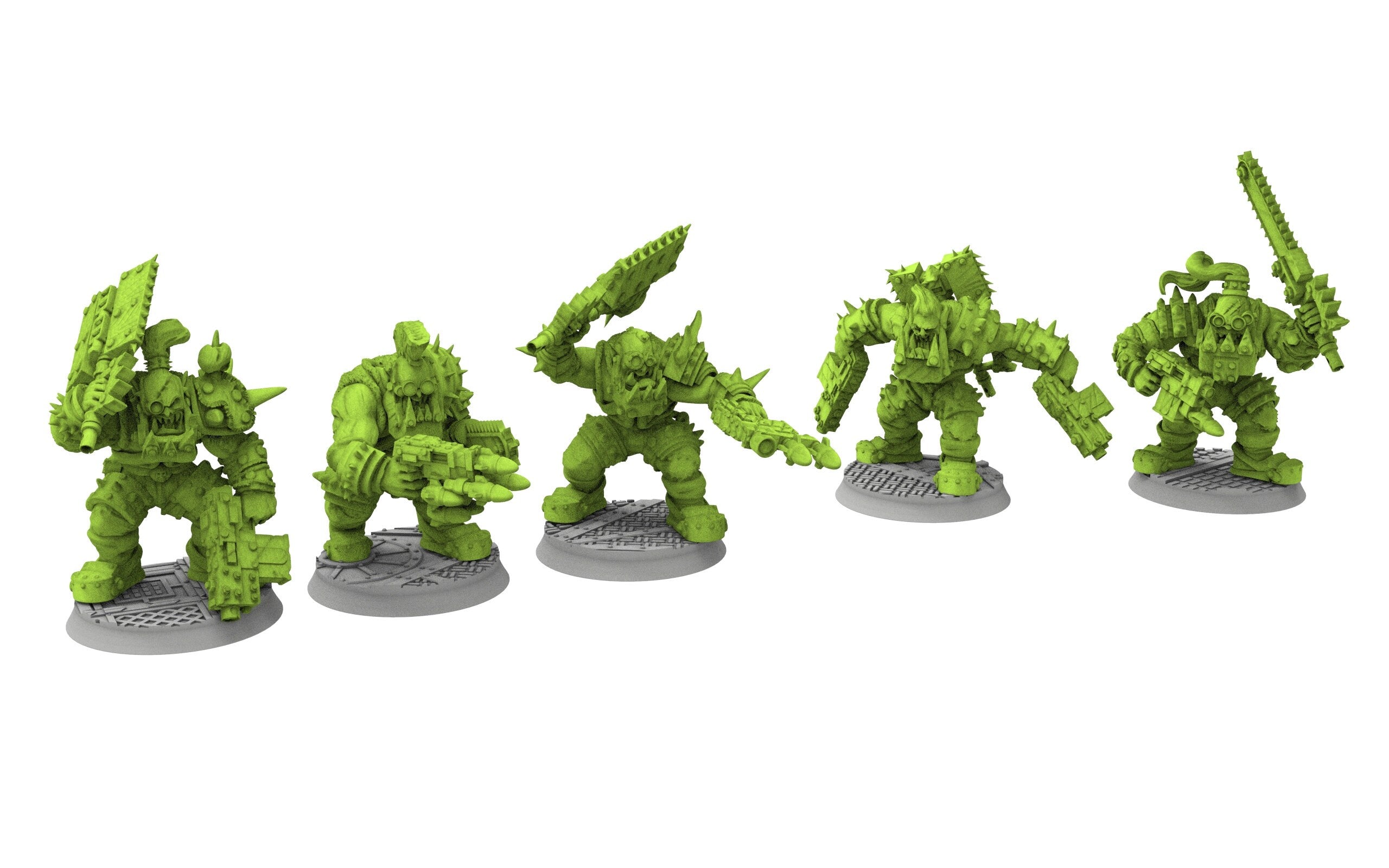 Green Skin - Savage Orc Warboyz from iceland planet green-skinned Warbands Modular Kit heads torso legs GGW