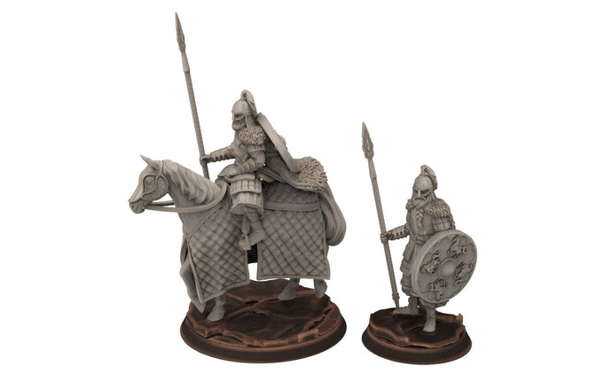 Rohan - King guards Huscarl Mounted + foot Bodyguard, Knight of Rohan,  the Horse-lords,  rider of the mark,  minis for wargame D&D, Lotr...
