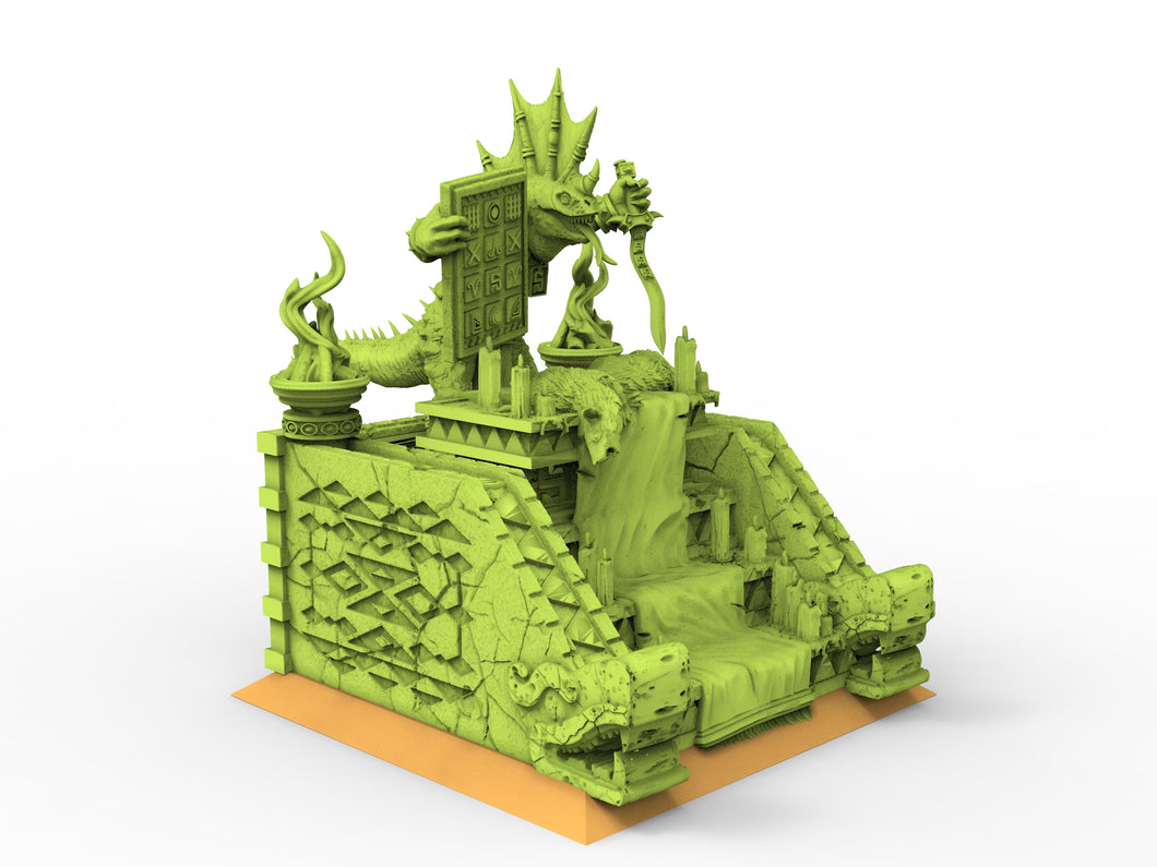 Lost temple - Skink on Sacrificial Palaquin usable for Oldhammer, battle, king of wars, 9th age