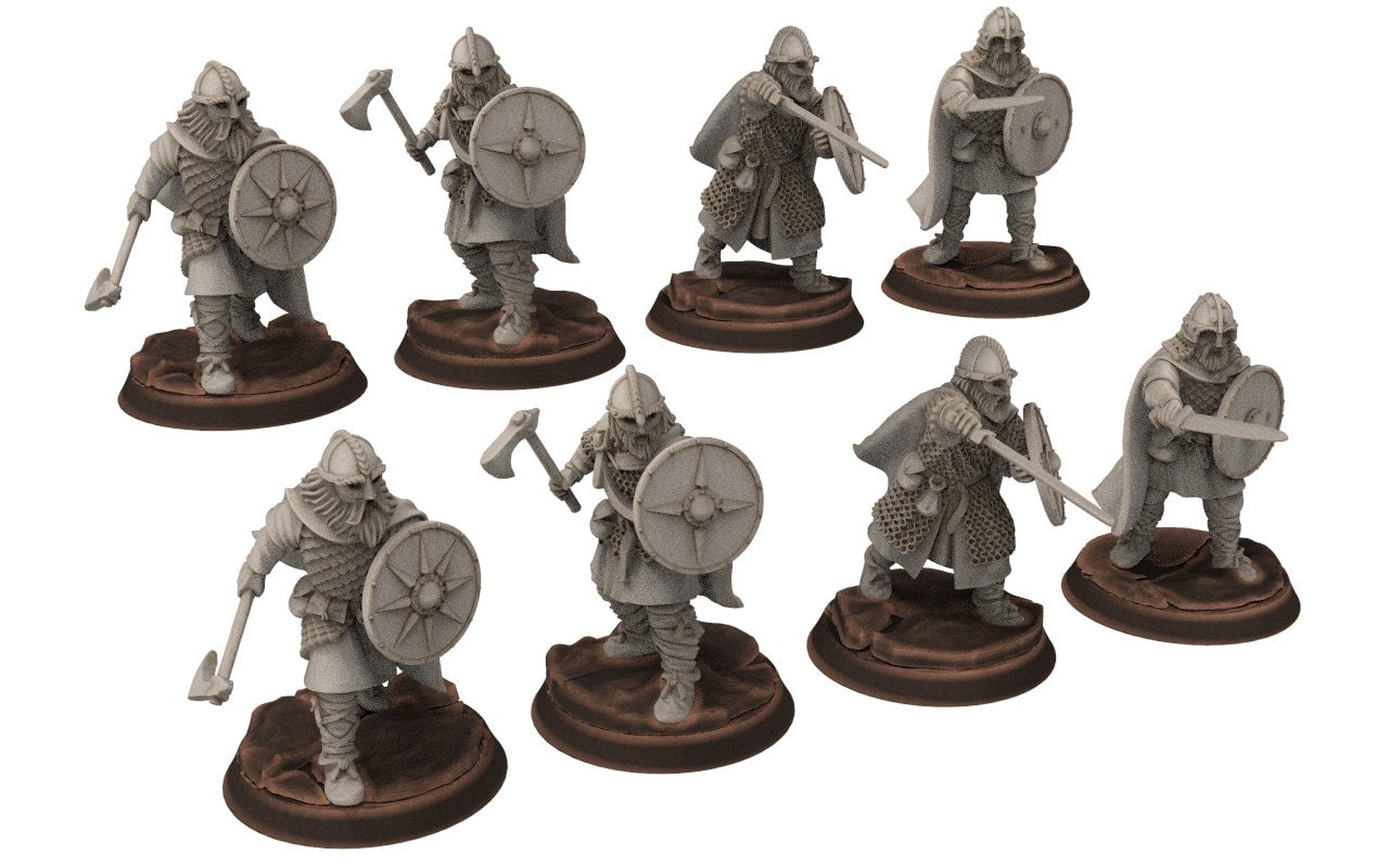 Wildmen - Wildmen heavy infantry with shields, Dun warriors warband, Middle rings miniatures for wargame D&D, Lotr... Medbury miniatures