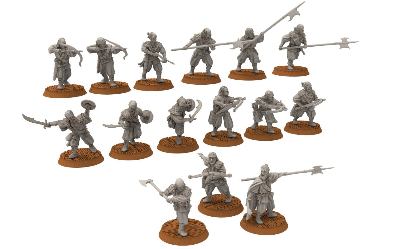 Corsairs - Pirate Warriors, immortals fell dark humans, port corsairs Harad Bedouin Arabs Sarazins miniatures for wargame D&D, Lotr...