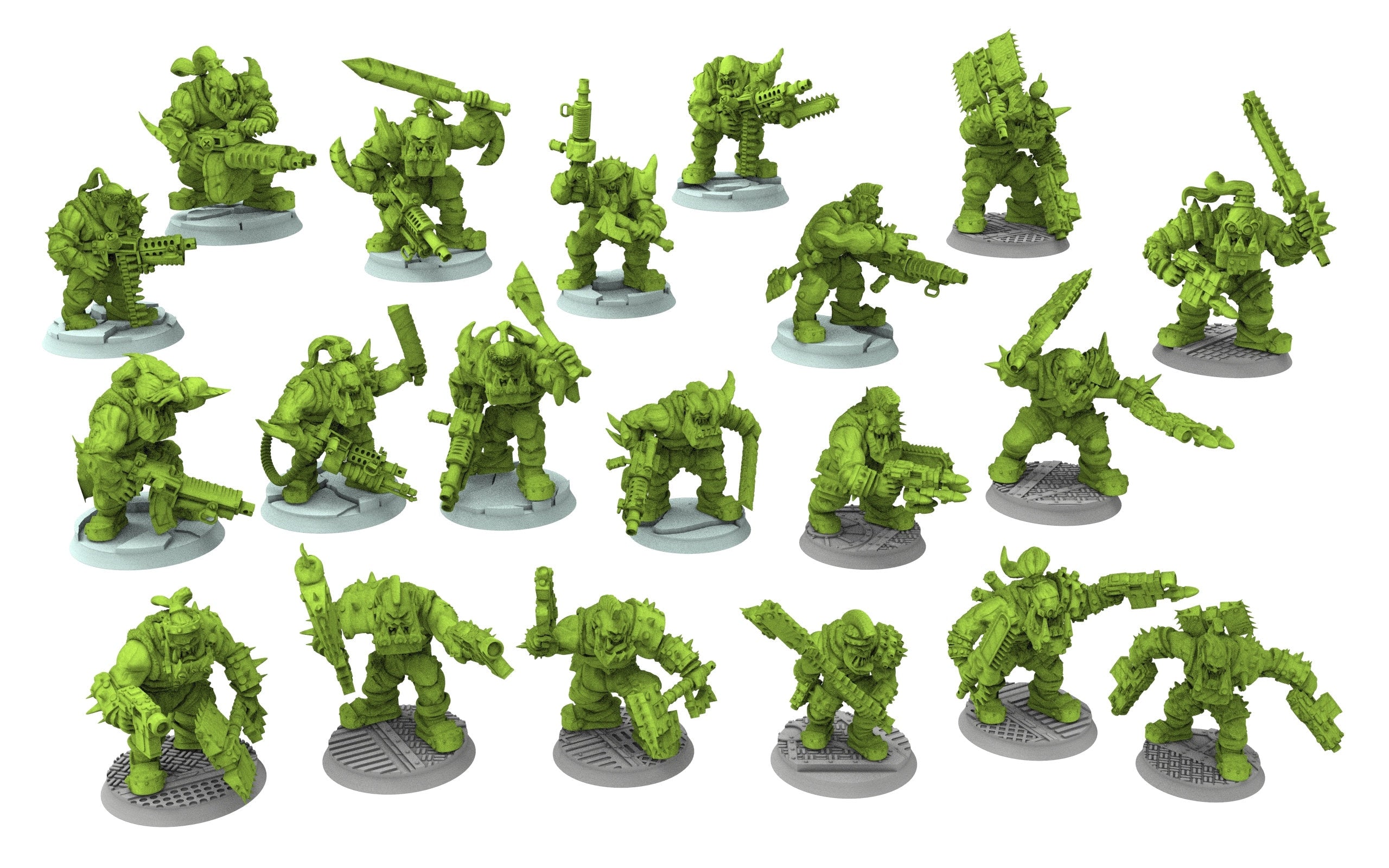 Green Skin - Savage Orc Warboyz from iceland planet green-skinned Warbands Modular Kit heads torso legs GGW