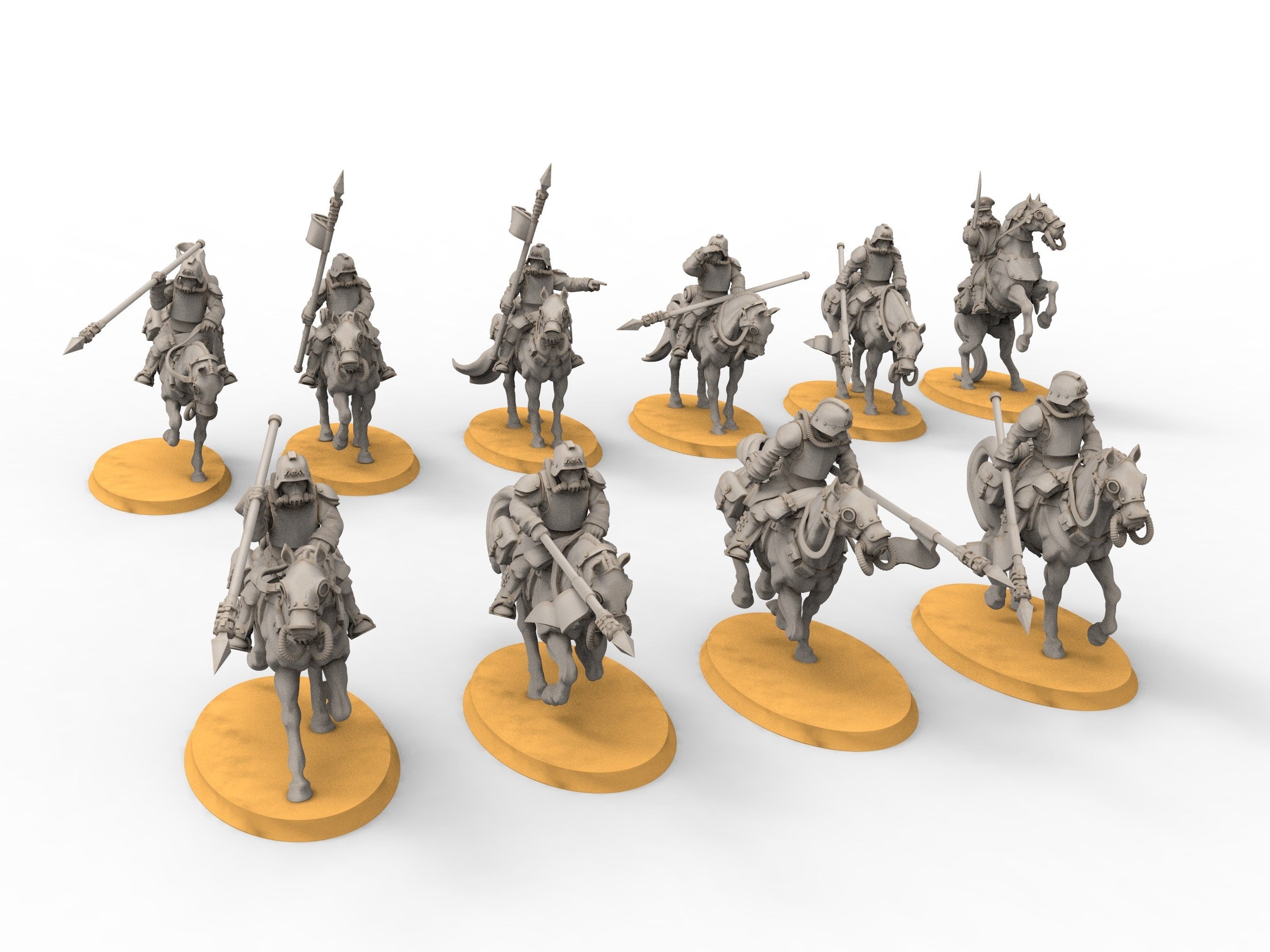 Grimguard - Cavalry with Spears, empire post apocalyptique, utilisable pour tabletop wargame.