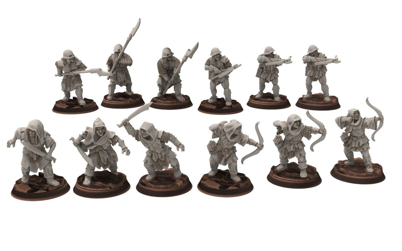 Orcs horde - Orc scout and heavy infantry, Orc warriors warband, Middle rings miniatures for wargame D&D, Lotr... Medbury miniatures