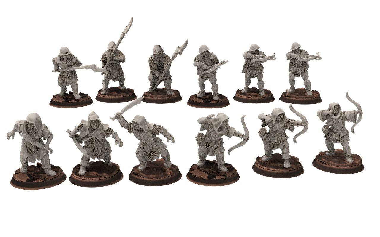 Orcs horde - Orc Scouts with Swords infantry, Orc warriors warband, Middle rings miniatures for wargame D&D, Lotr... Medbury miniatures