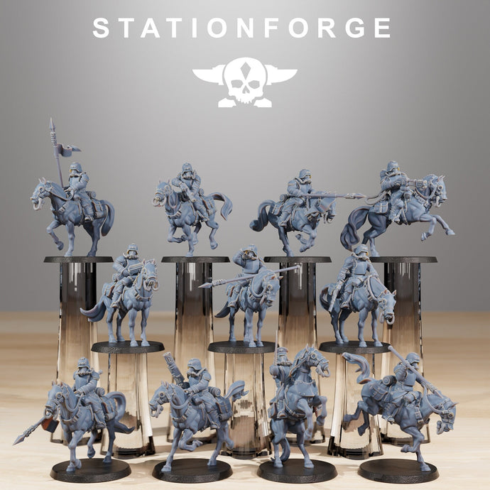 Grimguard - Cavalry with Spears, empire post apocalyptique, utilisable pour tabletop wargame.