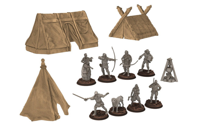 Ruffians - Bandit camp fire tent bad encounter, Thief of the woods warband, scouring Middle rings miniature for wargame D&D, Lotr, Medbury 