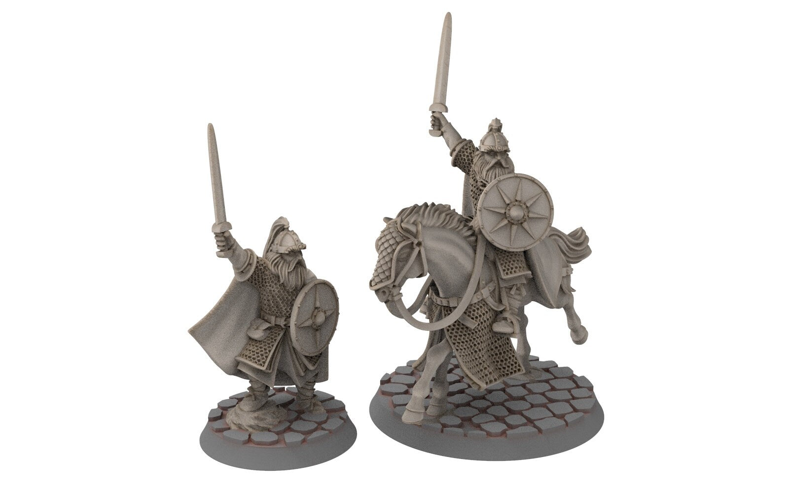 Rohan - Riders of Warhorses King Hrothgar, Knight of Rohan,  the Horse-lords,  rider of the mark,  minis for wargame D&D, Lotr...