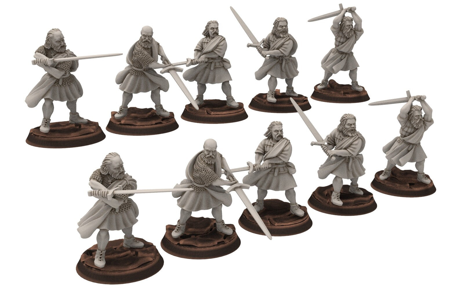 Gandor - Fief levy clan men Warrior highlander, minis for wargame D&D, Lotr...