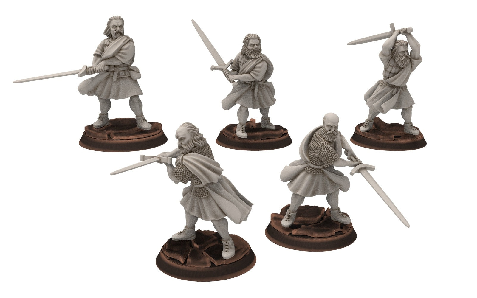 Gandor - Fief levy clan men Warrior highlander, minis for wargame D&D, Lotr...