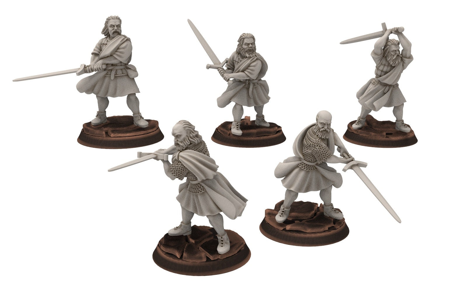 Gandor - Fief levy clan men Warrior Leader highlander, minis for wargame D&D, Lotr...