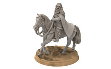 Load image into Gallery viewer, Rohan - Riders of Warhorses King Hrothgar unarmoured, Knight of Rohan,  the Horse-lords,  rider of the mark,  minis for wargame D&amp;D, Lotr...
