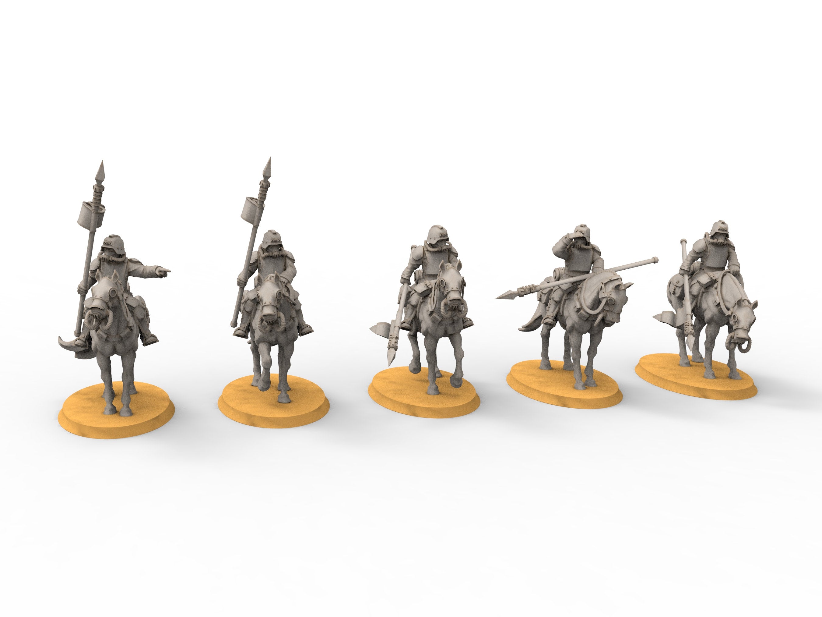 Grimguard - Cavalry with Spears, empire post apocalyptique, utilisable pour tabletop wargame.