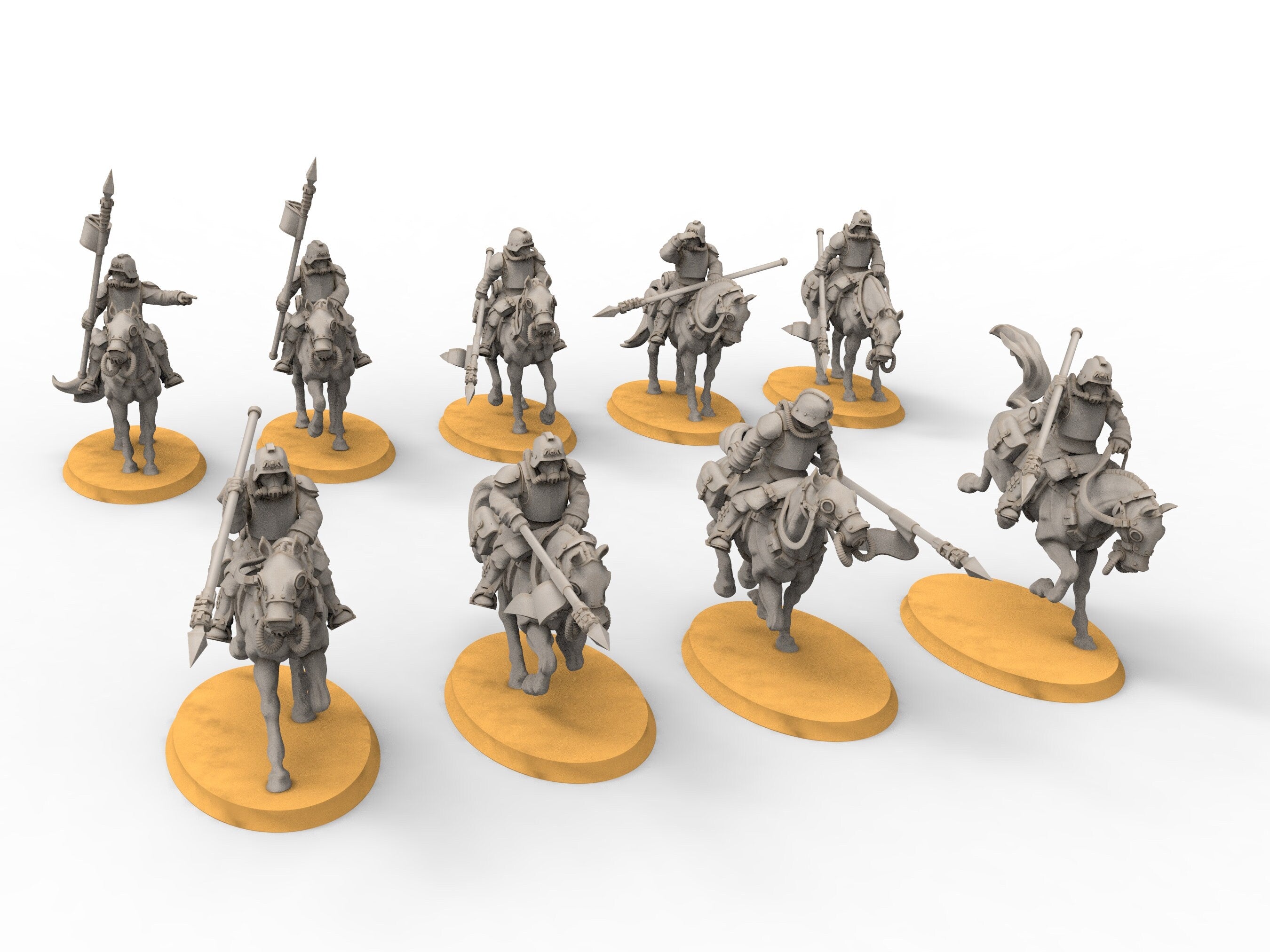 Grimguard - Cavalry with Spears, empire post apocalyptique, utilisable pour tabletop wargame.