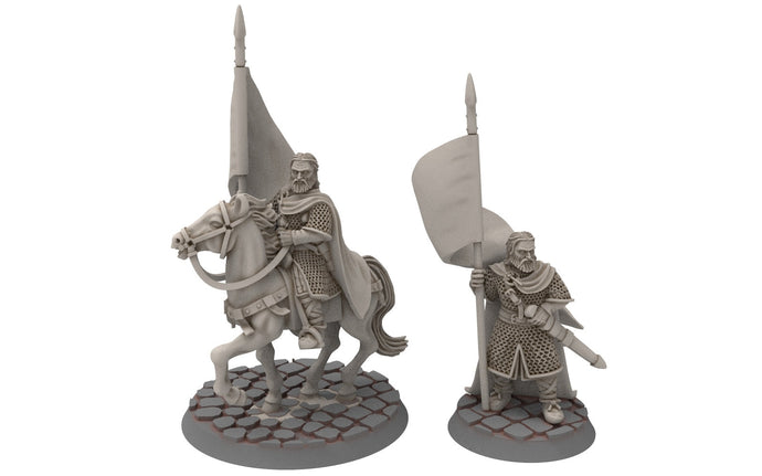 Rohan - Riders of Warhorses Banner King guards, Knight of Rohan,  the Horse-lords,  rider of the mark,  minis for wargame D&D, Lotr...