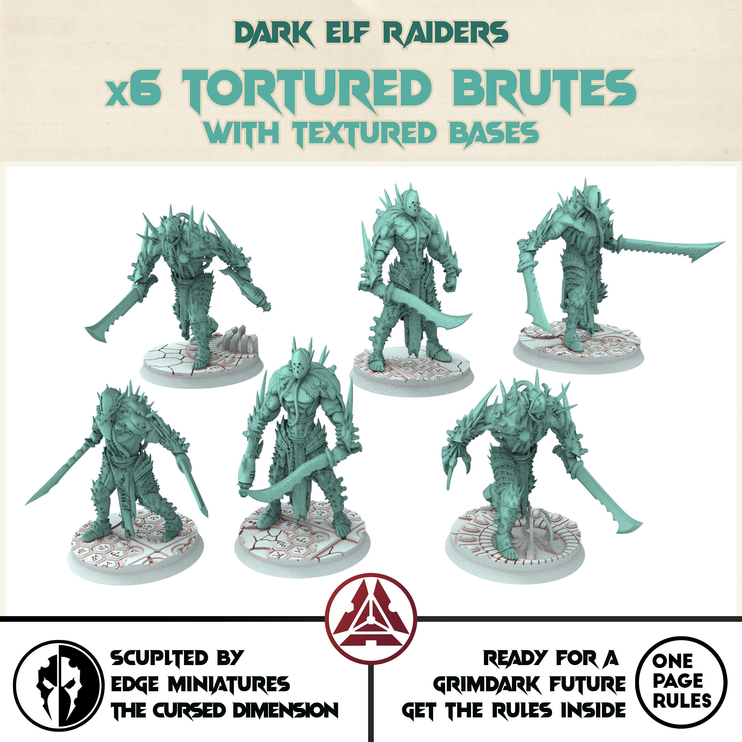 Dark city - Tortured Brutes, grotesque abominations, Modular convertible 3D printed miniatures Dark eldar drow