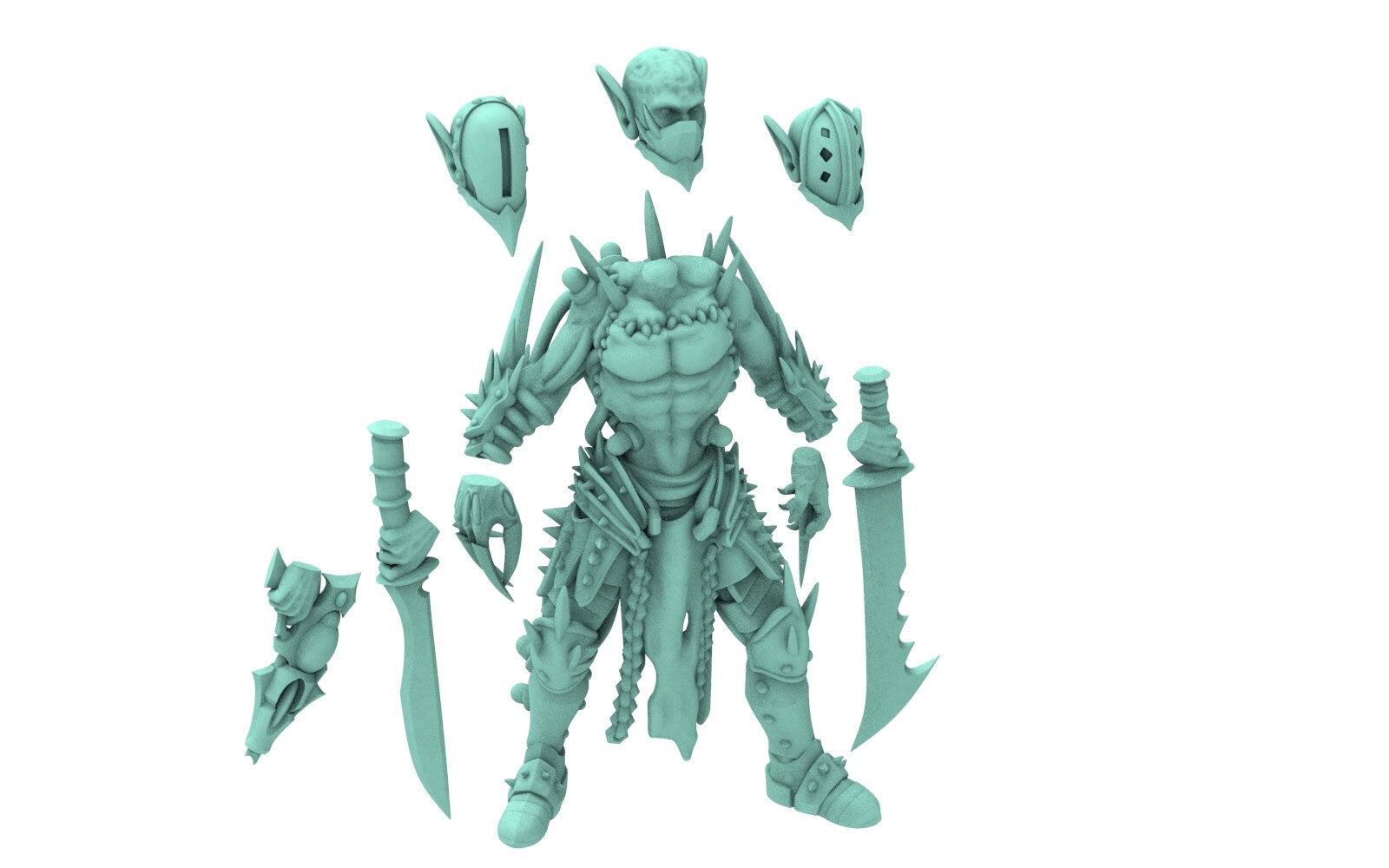 Dark city - x15 Tortured warriors Dark elves raiders eldar drow, Modular convertible 3D printed miniatures