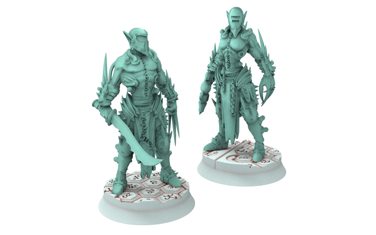 Dark city - x15 Tortured warriors Dark elves raiders eldar drow, Modular convertible 3D printed miniatures