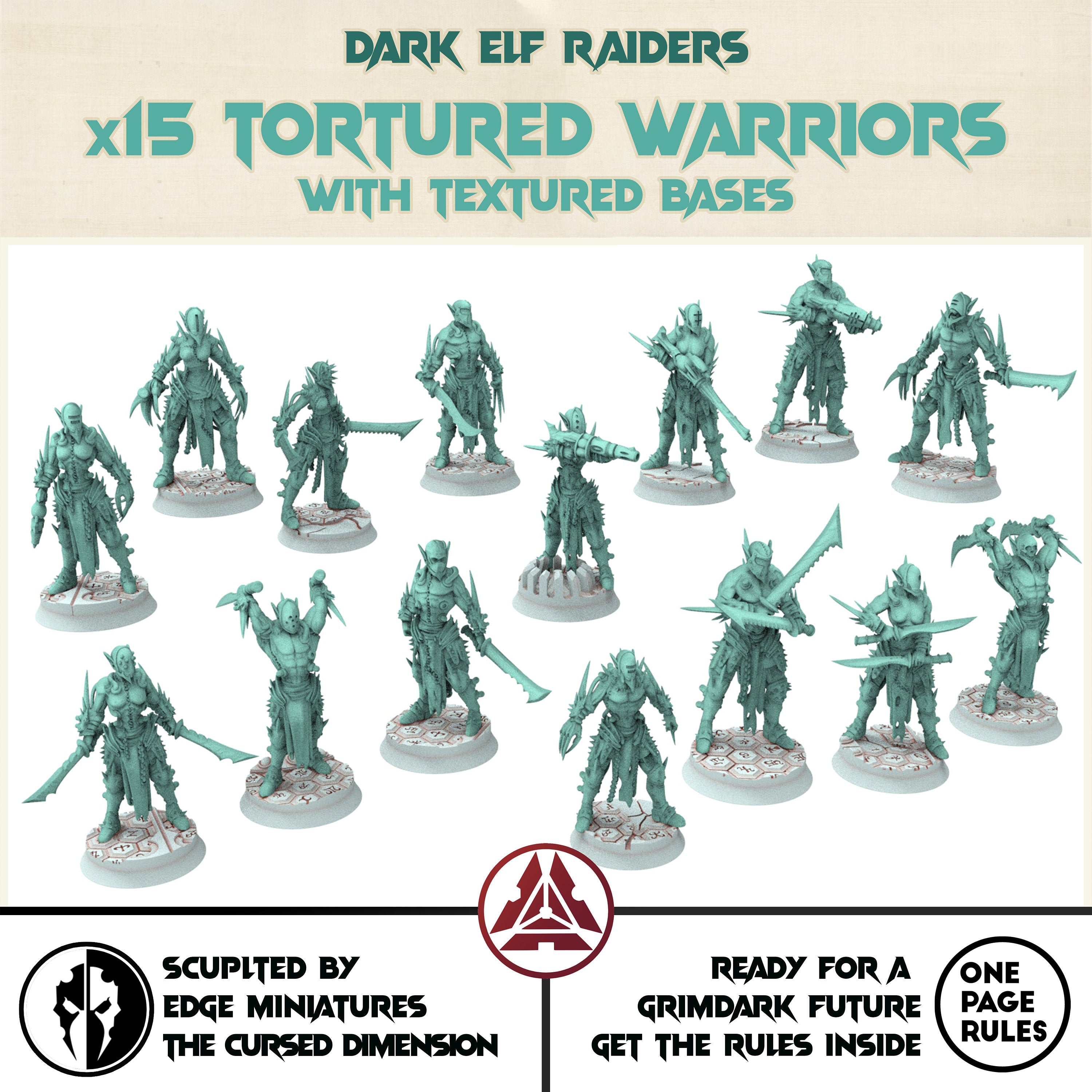 Dark city - x15 Tortured warriors Dark elves raiders eldar drow, Modular convertible 3D printed miniatures