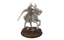 Load image into Gallery viewer, Darkwood - Wooden Elf Captain on Elk, Middle rings miniatures for wargame D&amp;D, Lotr...
