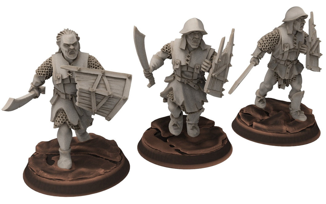 Orcs horde - Orc Armoured Scouts with Swords, Orc warriors warband, Middle rings miniatures for wargame D&D, Lotr... Medbury miniatures