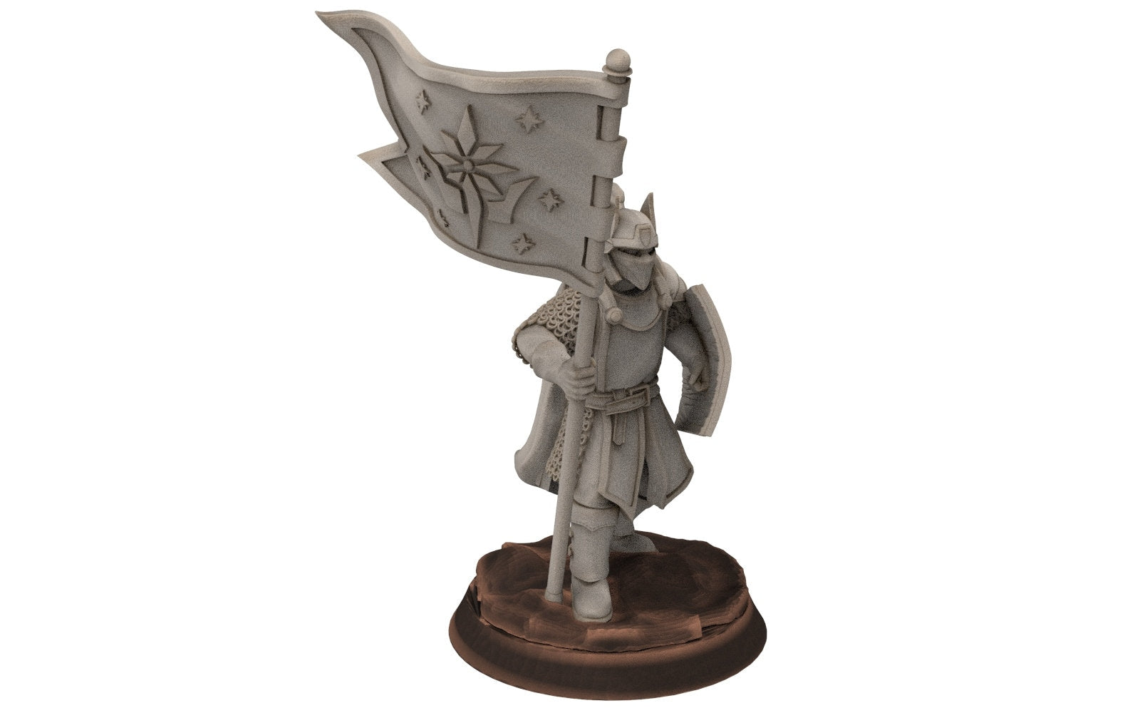 Gandor - Old Captain and banner of the west hight humans, minis for wargame D&D, Lotr... Quatermaster3D miniatures