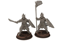 Load image into Gallery viewer, Rivandall - Captain and banner, Last Hight elves from the West, Middle rings miniatures pour wargame D&amp;D, SDA... Quatermaster3D miniatures
