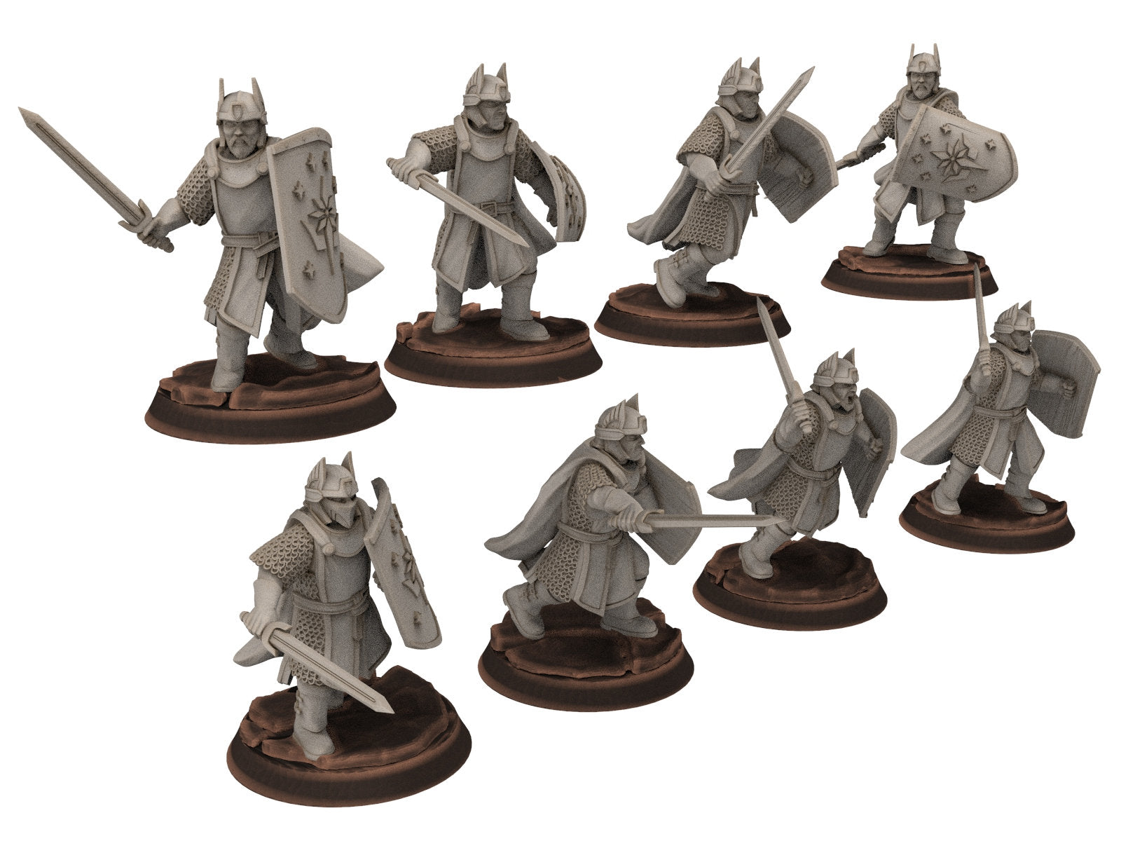 Gandor - Old Swordmen men at arms warriors of the west hight humans, minis for wargame D&D, Lotr... Quatermaster3D miniatures