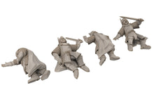 Load image into Gallery viewer, Gandor - Casualties - Old Swordmen men at arms warriors of the west hight humans, minis for wargame D&amp;D, Lotr... Quatermaster3D miniatures
