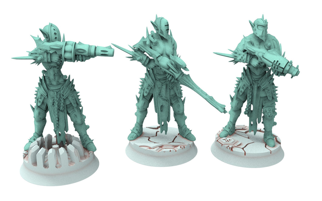 Dark city - x3 Tortured Shooters warriors Dark elves raiders eldar drow, Modular convertible 3D printed miniatures