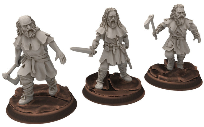 Wildmen - Wildmen light infantry with shields, Dun warriors warband, Middle rings miniatures for wargame D&D, Lotr... Medbury miniatures