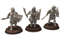 Load image into Gallery viewer, Orcs horde - Orc Armoured Scouts with Swords, Orc warriors warband, Middle rings miniatures for wargame D&amp;D, Lotr... Medbury miniatures
