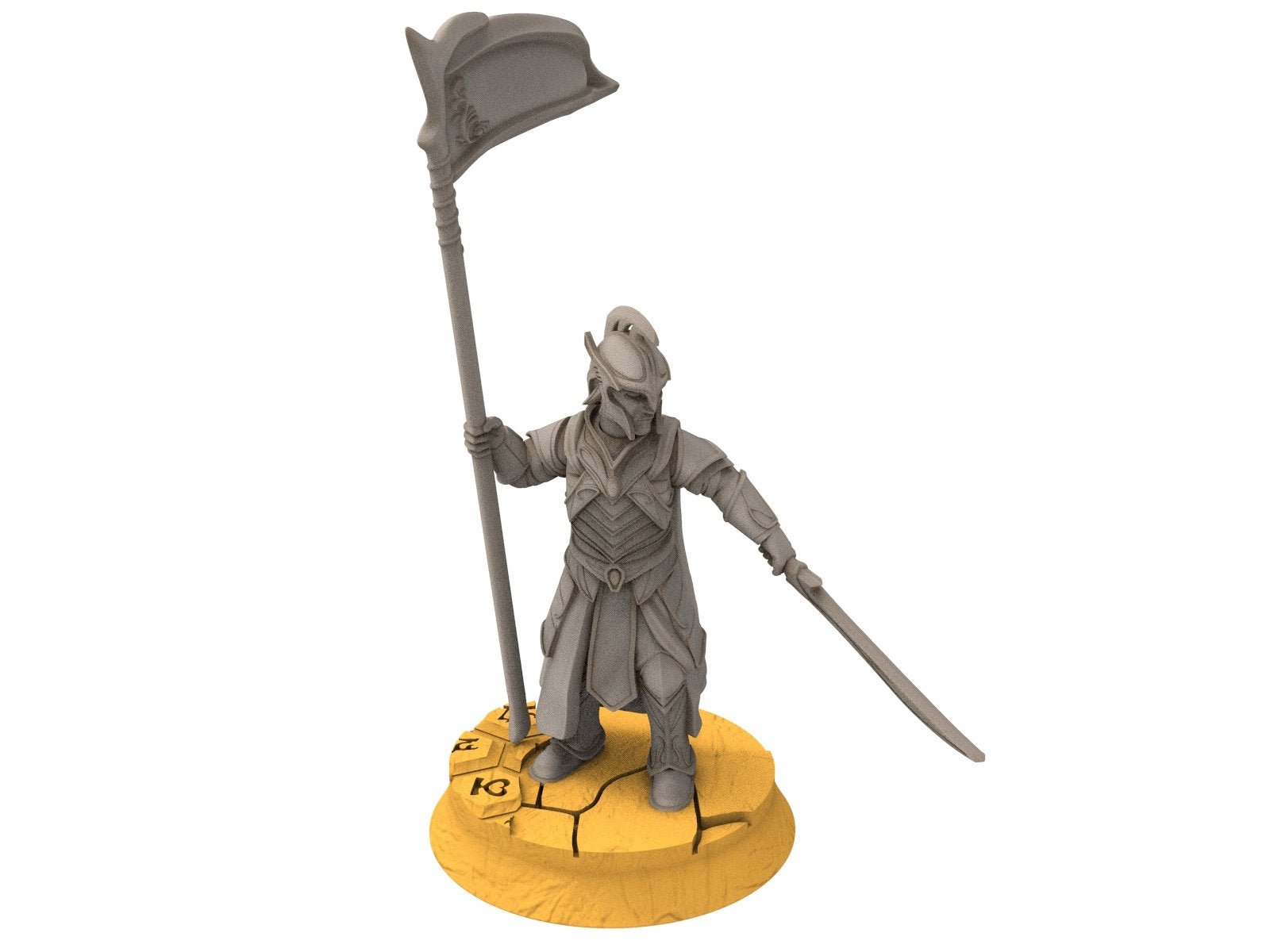 Rivandall - Banner bearer Elf, Last elves from the West, Middle rings for wargame D&D, Lotr... Modular convertible miniatures Quatermaster3D