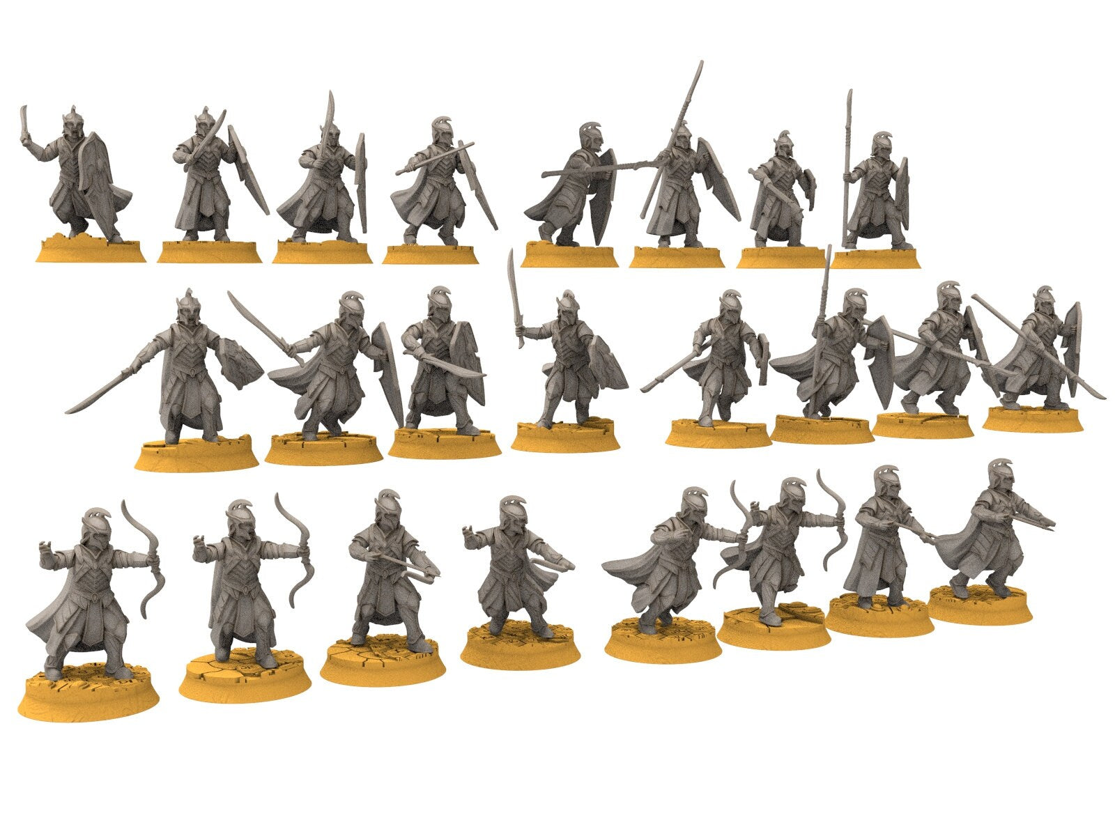 Rivandall - Archers Bowmen, Last elves from the West, Middle rings for wargame D&D, Lotr... Modular convertible miniatures Quatermaster3D