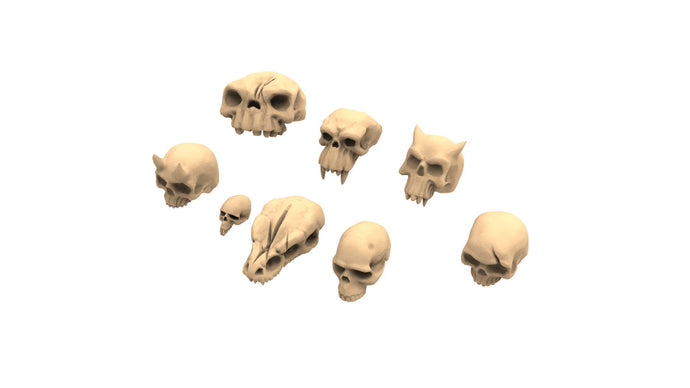 Lots of skulls V2 base decoration usable for Oldhammer, warmachine, infinity, zombicide, scifi wargame...