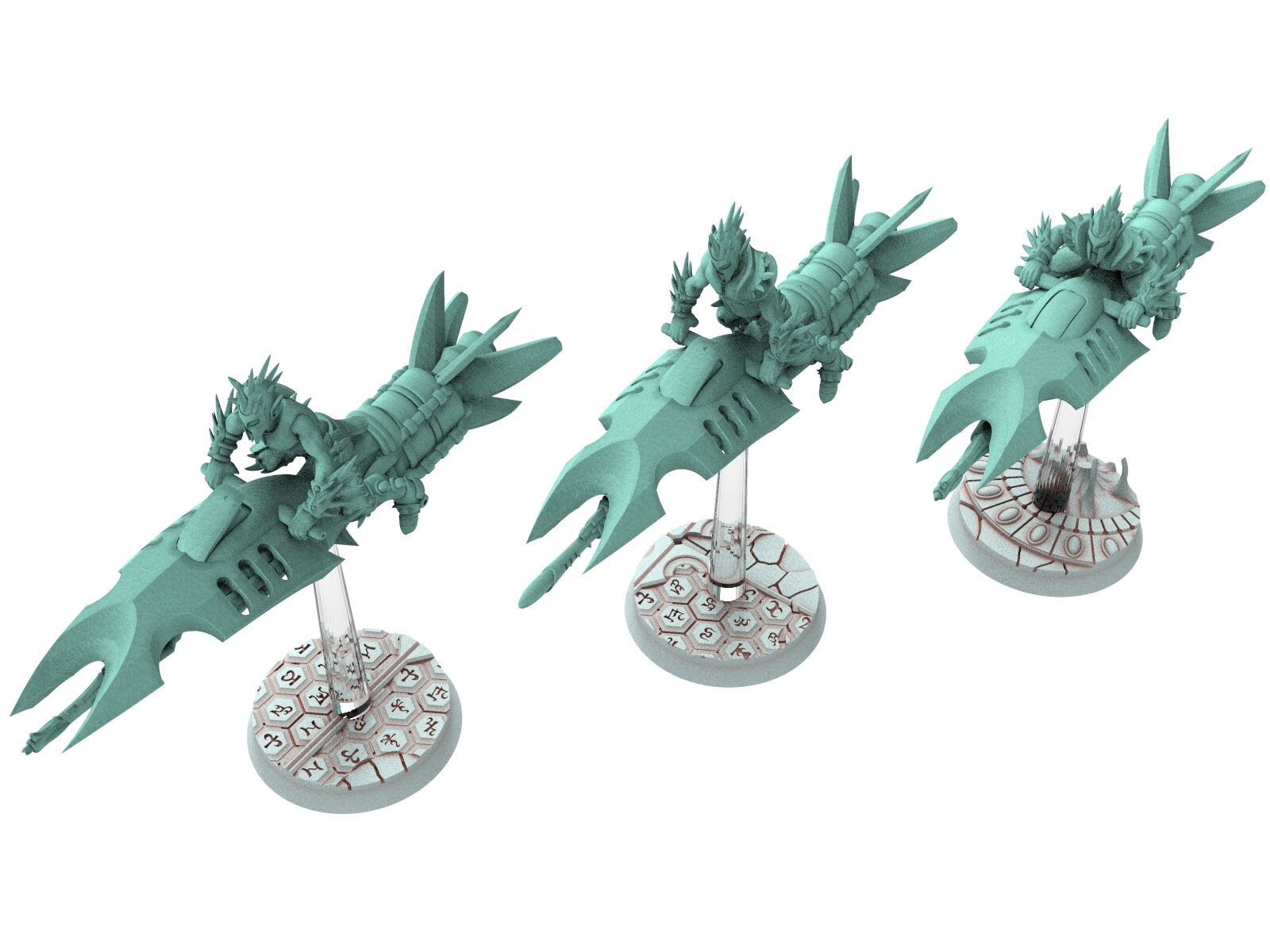 Dark city - x4 Jetbike riders arena cult warriors Dark elves raiders eldar drow, Modular convertible 3D printed miniatures