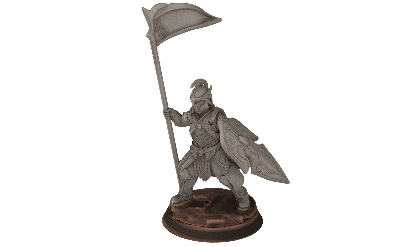 Rivandall - Captain and banner, Last Hight elves from the West, Middle rings miniatures pour wargame D&D, SDA... Quatermaster3D miniatures