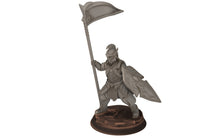 Load image into Gallery viewer, Rivandall - Captain and banner, Last Hight elves from the West, Middle rings miniatures pour wargame D&amp;D, SDA... Quatermaster3D miniatures
