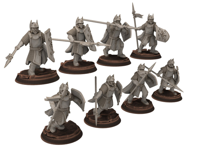 Gandor - Old Spearmen men at arms warriors of the west hight humans, minis for wargame D&D, Lotr... Quatermaster3D miniatures