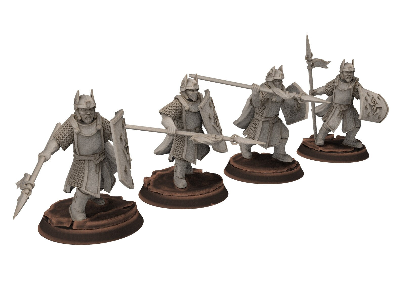 Gandor - Old Spearmen men at arms warriors of the west hight humans, minis for wargame D&D, Lotr... Quatermaster3D miniatures