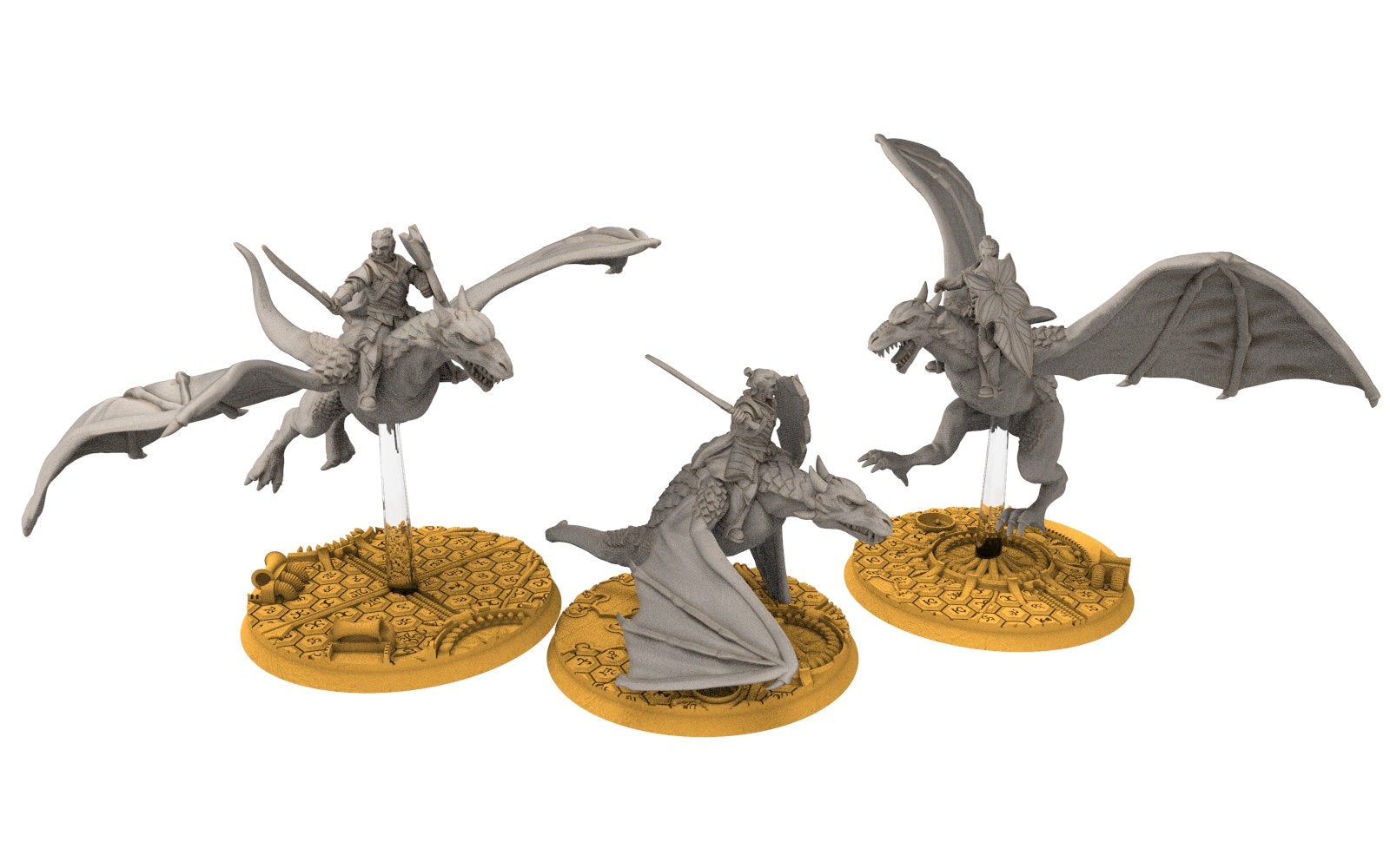 Darkwood - Wyvern riders wih spears, Middle rings for wargame D&D, Lotr... Personnalisable Modular convertible miniatures Quatermaster3D