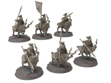 Load image into Gallery viewer, Dwarves - Mountain Goat Riders with spears shield, The Dwarfs of The Mountains, for Lotr, modular customisable posable  Medbury miniatures
