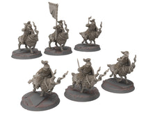 Load image into Gallery viewer, Dwarves - Mountain Goat Riders Banner bearer, The Dwarfs of The Mountains, for Lotr, modular customisable posable  Medbury miniatures

